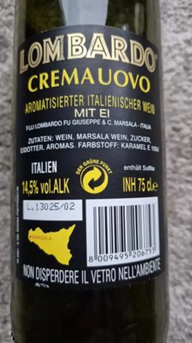 Marsala ingredients label