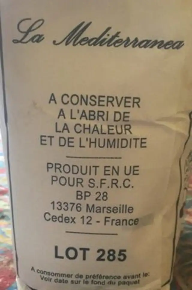 Farine De Ble Type 65 ingredients label