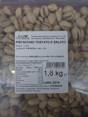 Pistacchio tostato e salato front packaging