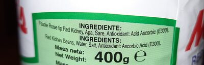 Red Kidney Beans ingredients label