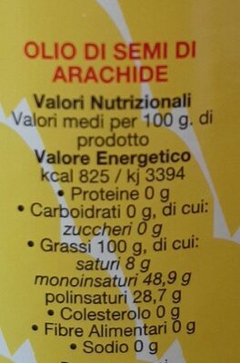Olio di semi di arachidi nutrition facts table