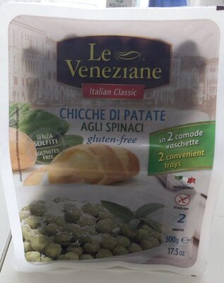 Chicche di patate agli spinaci , gluten free front packaging