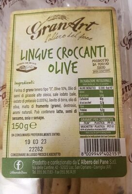 Lingue croccanti olive front packaging
