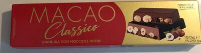 Macao gianduia con nocciole intere front packaging