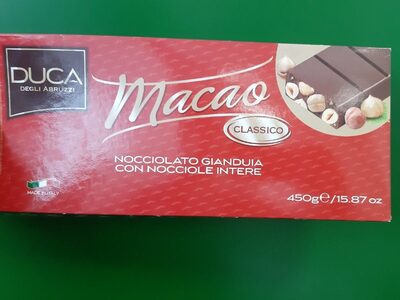 Macao snocciolato gianduia classico front packaging