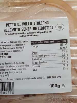 Petto di pollo origgi front packaging