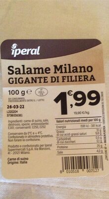 Salame milano gigante di filiera front packaging