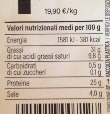 Salame milano gigante di filiera nutrition facts table