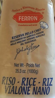 Riso vialone nano front packaging