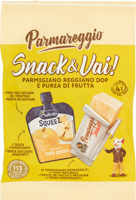 Snack & vai! parmigiano reggiano dop e purea di frutta