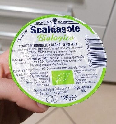 Yogurt intero biologico con purea di pera