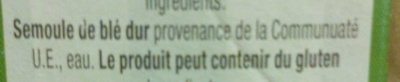 Couscous fin ingredients label
