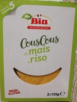 Cous cous di mais e riso front packaging