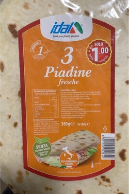Piadine fresche front packaging