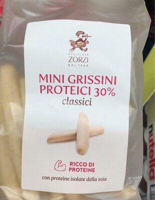 Mini grissini proteici front packaging