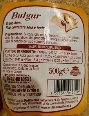Bulgur di grano duro front packaging