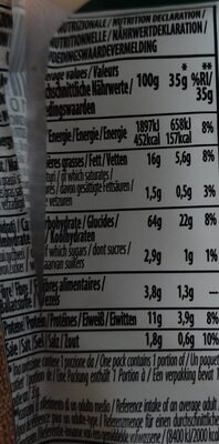 Biosnack nutrition facts table