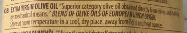 Olio Extra Vergine Di Oliva ingredients label