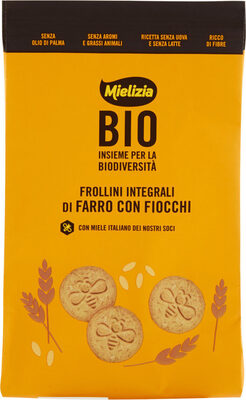 Bio frollini integrali di farro con fiocchi front packaging