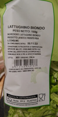 Lattughino Biondo ingredients label