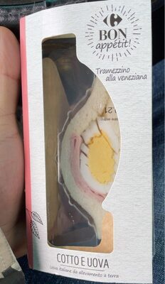 Tramezzino corto e uova front packaging