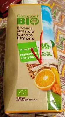 Bevanda arancia carota limone front packaging