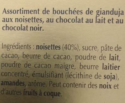 Nuxor assortiment aux chocolats lait et noir ingredients label
