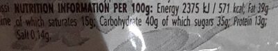 Cialda ricoperta nutrition facts table