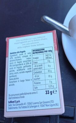 Delizie di frutta nutrition facts table