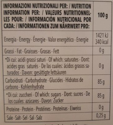 Delizie d'Italia gelatine alla frutta assortite nutrition facts table