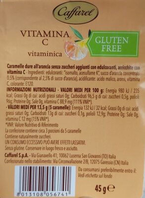 Vitamina C vitaminica nutrition facts table
