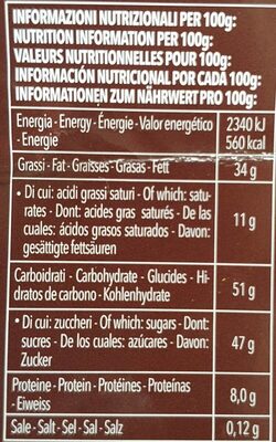 Gianduja 1865 (200g) chocolat au lait et noisettes Gianduja nutrition facts table