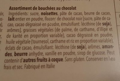 Pralines Spécialité ingredients label