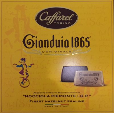 Gianduia 1865 Finest hazelnut praline front packaging