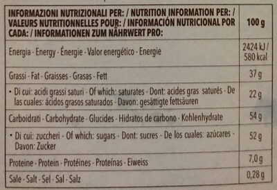 Classic latte intensi nutrition facts table