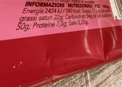 Caffarel nutrition facts table