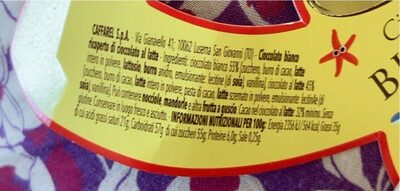 Ovetto cioccolato bigusto nutrition facts table