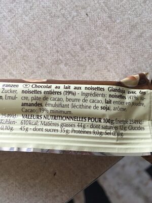Piemonte Mini Snack ingredients label