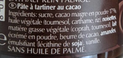 Crème Noire ingredients label