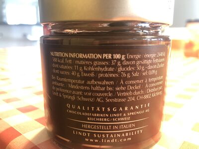 Crème Noire nutrition facts table