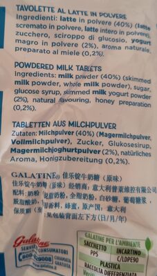 Galatine ingredients label
