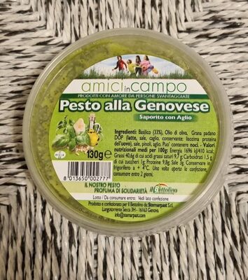 Pesto alla genovese saporito con aglio front packaging