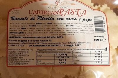 Ravioli di ricotta con cacio e pepe