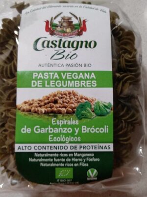 espirales de garbanzo y brócoli front packaging