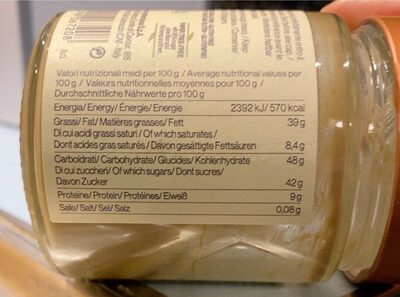 Creme Pistacchio nutrition facts table