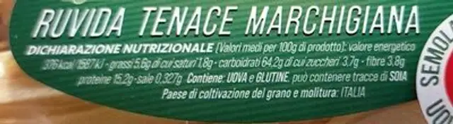 Casarecce all'uovo nutrition facts table