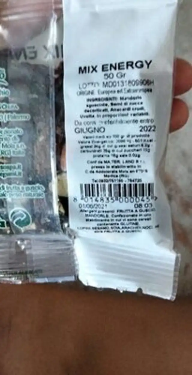 Mix energy nutrition facts table