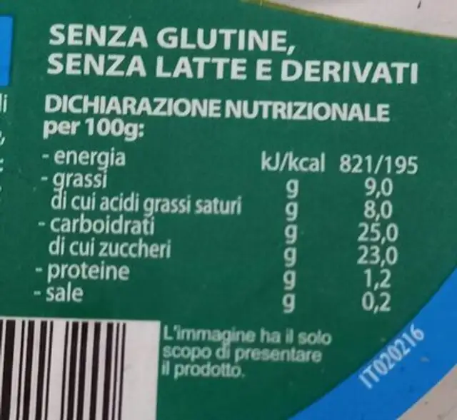 Fior di soia nutrition facts table