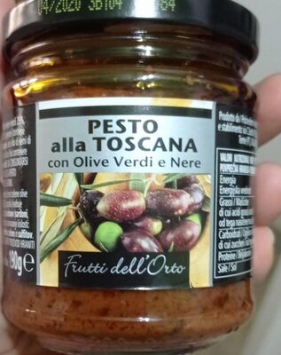 Pesto alla toscana con olive verdi e nere front packaging
