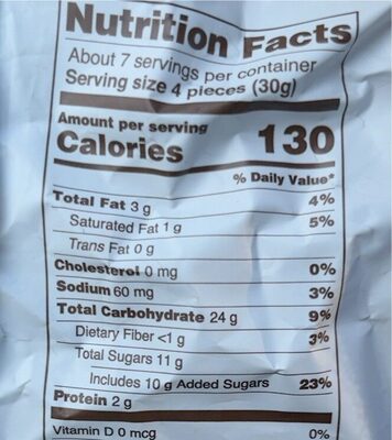 Cantucci chocolate nutrition facts table